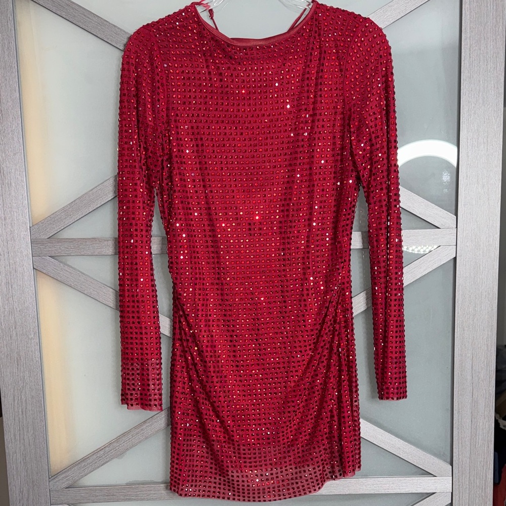 Zara Dazzling Red Long Sleeve Dress